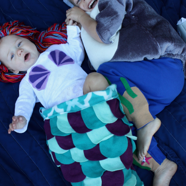 DIY Mermaid and Shark Halloween Costumes